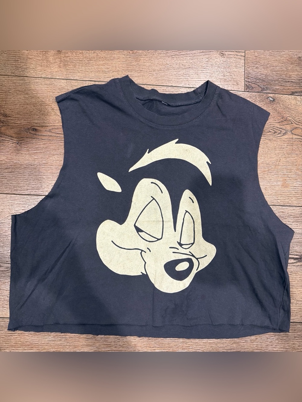 Black Kids Graphic Tank Top with Gold Cartoon Face